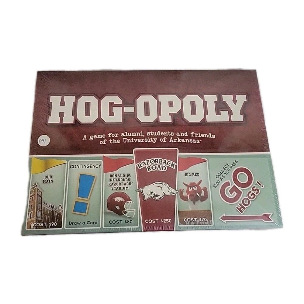 Hog-Opoly Board Game, University of Arkansas Razorbacks Hogs, New Sealed Package